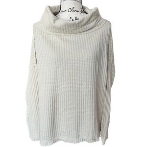 Free people juicy long sleeve split back top ladies size medium stone cold cream